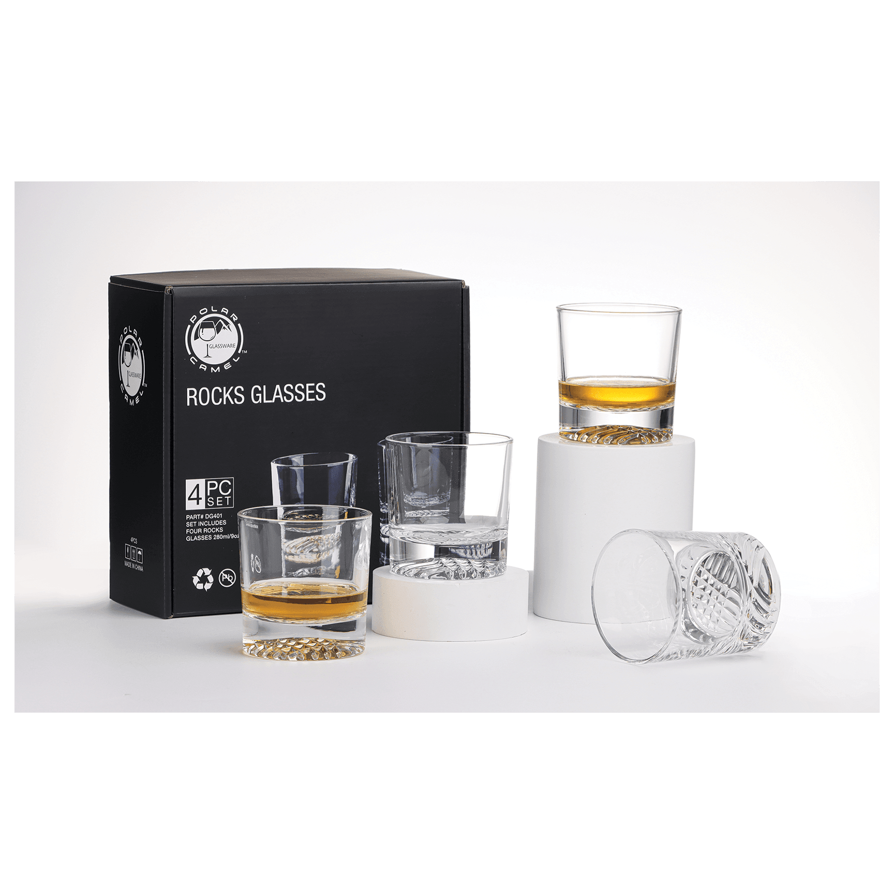 Moose in a Forest set of four 9 oz rocks glasses