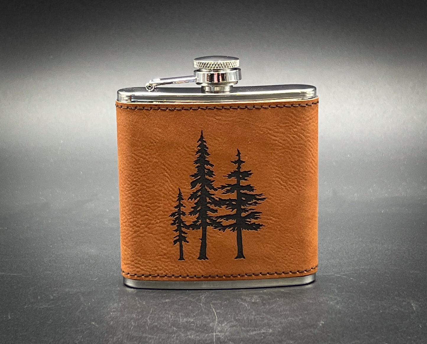 Trees - 6 oz Leatherette Wrapped Flask