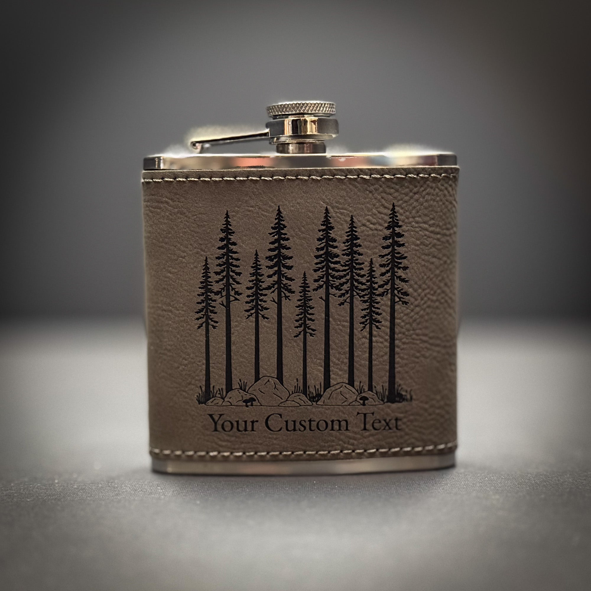 Pine Trees  6 oz. Leatherette Stainless Steel Flask