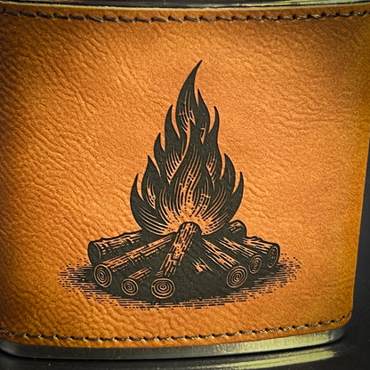 Campfire - 6 oz Leatherette Wrapped Flask