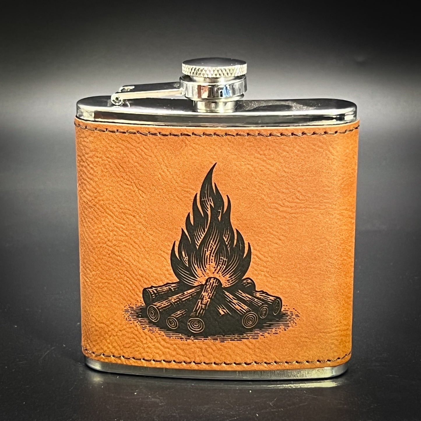 Campfire - 6 oz Leatherette Wrapped Flask