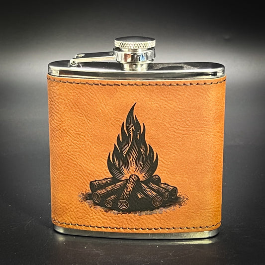 Campfire - 6 oz Leatherette Wrapped Flask