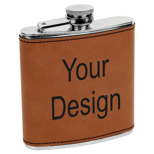 Get a Quote - 6 oz Leatherette Wrapped Flask