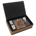 Dark Brown 6 oz. Laserable Leatherette Flask Gift Set
