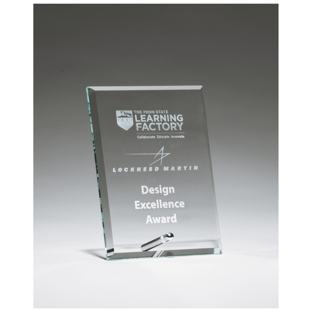 Clear Glass Award with Silver 5" x 7" Plated Easel Post