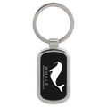 Black 1 1/8" x 1 7/8" Laserable Rectangle Keychain