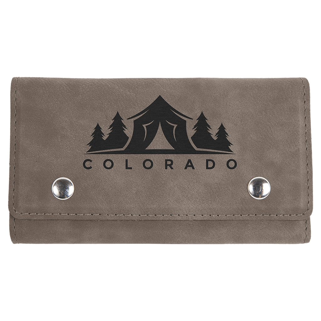 Gray Laserable Leatherette Card & Dice Set