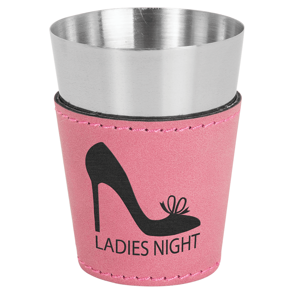Pink Laserable Leatherette & Stainless Steel 2 oz. Shot Glass