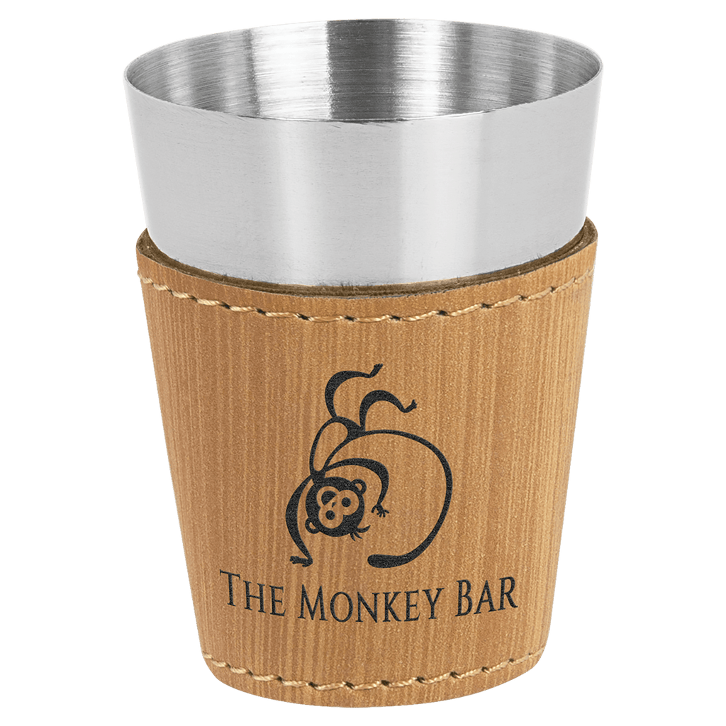 Bamboo 2 oz. Laserable Leatherette & Stainless Steel Shot Glass