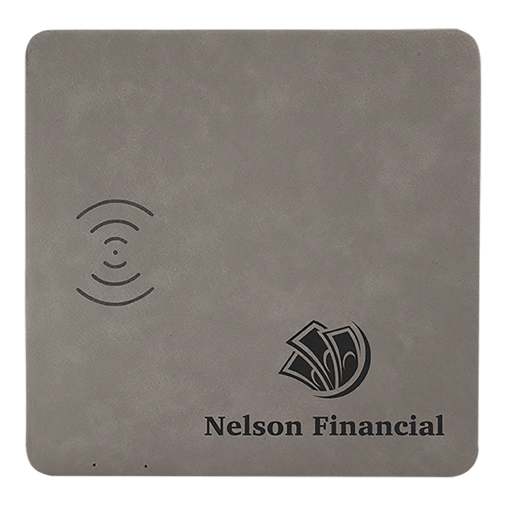 Gray 8" x 8" Laserable Leatherette Phone Charging Mat
