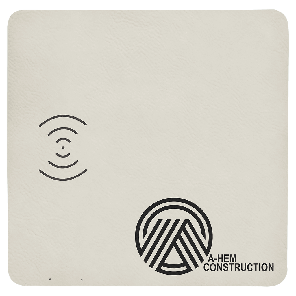 White 8" x 8" Laserable Leatherette Phone Charging Mat