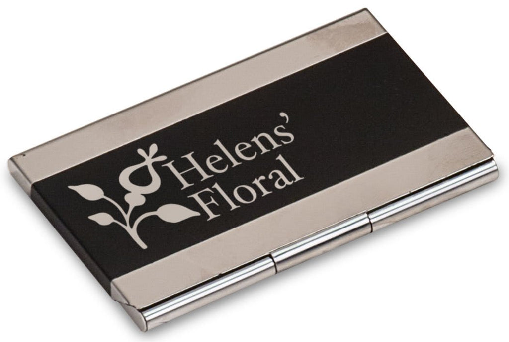 Black 3 3/4" x 2 1/2" Laserable Business Card Holder