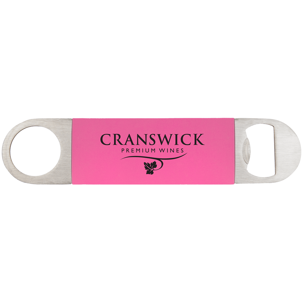 Pink/Black 1 1/2" x 7" Bottle Opener with Silicone Grip