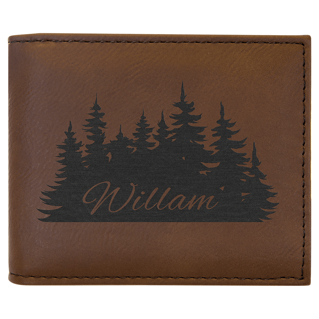 Dark Brown Laserable Leatherette Bi-Fold Wallet w/Flip ID Display