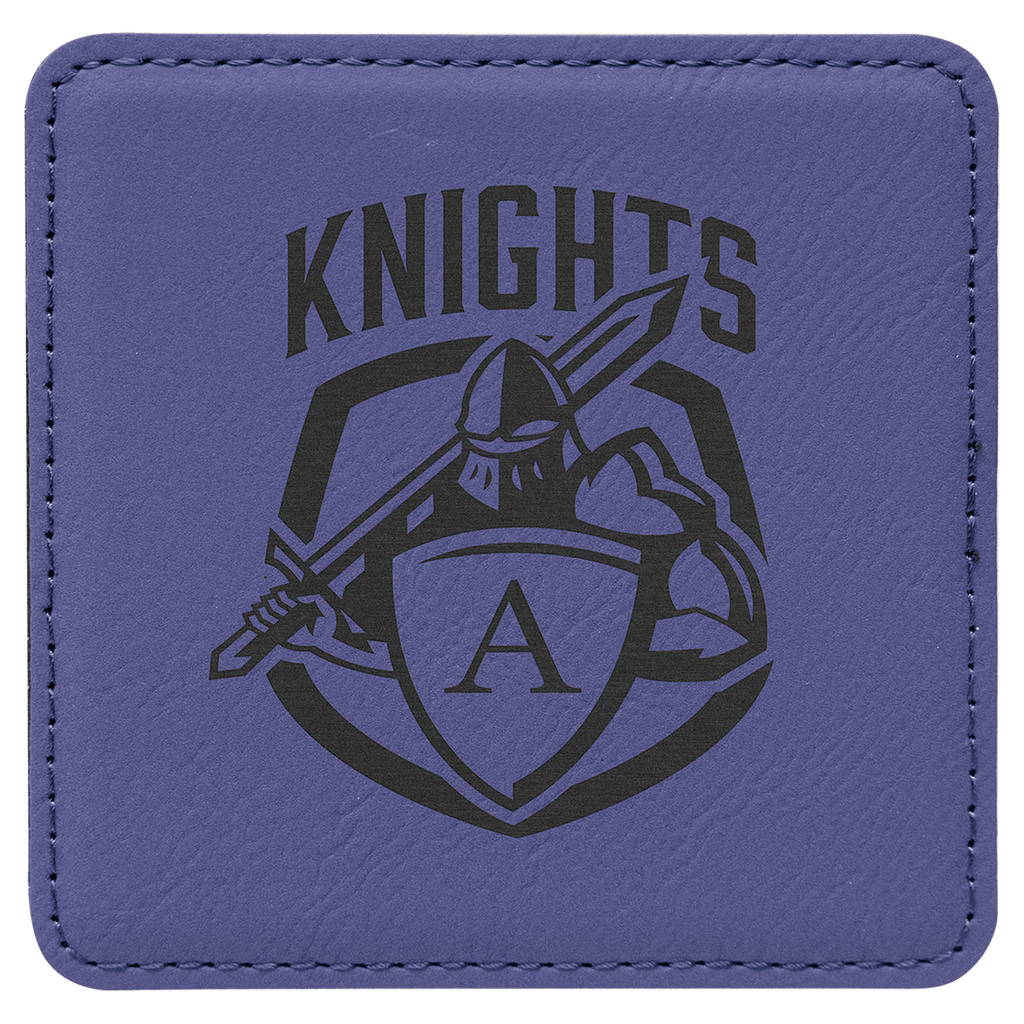 Purple 4" x 4" Square Laserable Leatherette Coaster