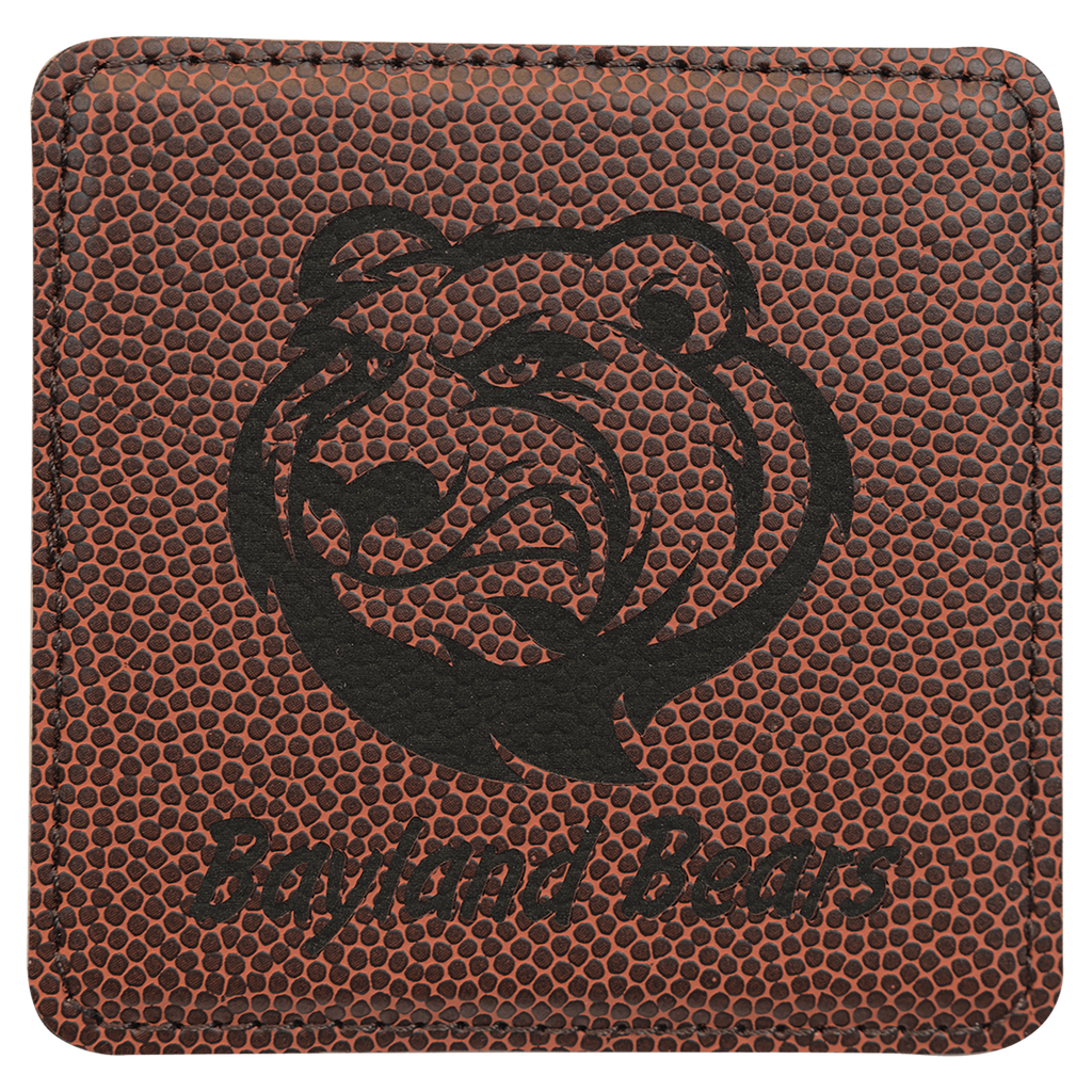 Football 4" x 4" Square Laserable Leatherette Coaster