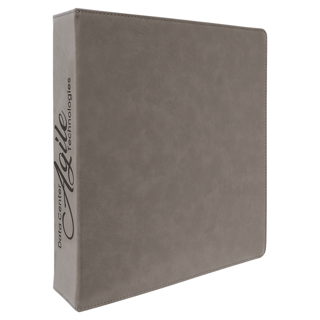 Gray 2 10 1/2" x 11 1/2" Laserable Leatherette 3 Ring Binder with 1" Slant D Rings