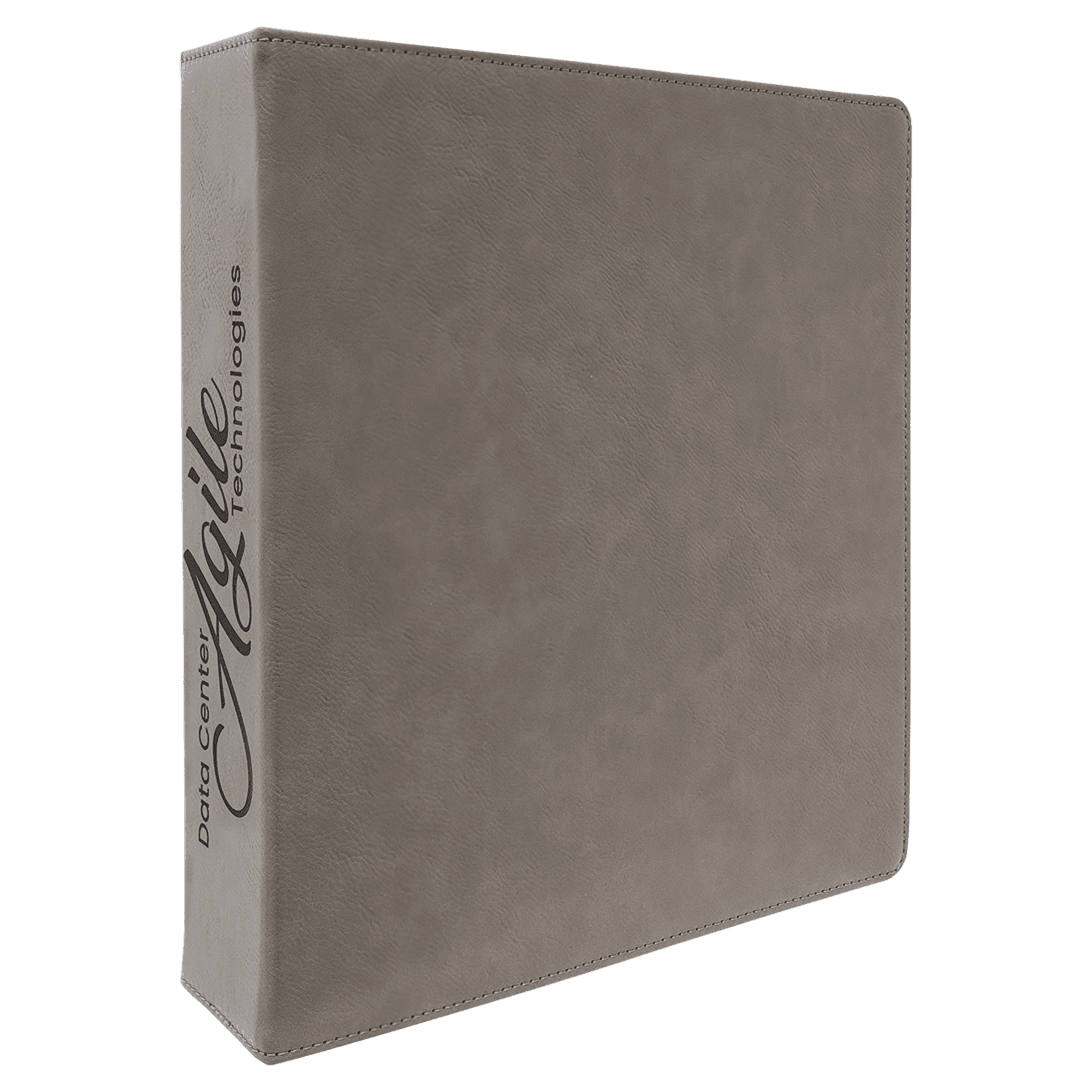 Gray 2 10 1/2" x 11 1/2" Laserable Leatherette 3 Ring Binder with 1" Slant D Rings