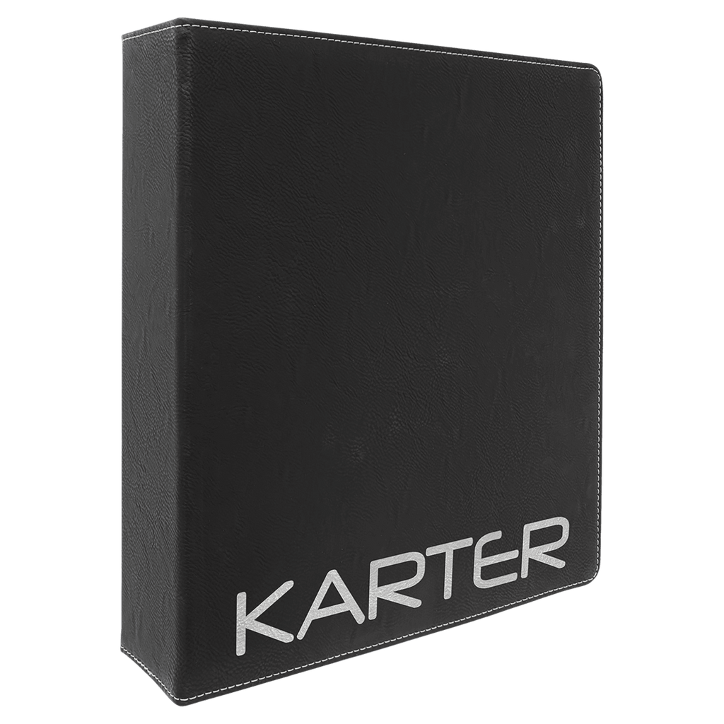 Black 10 1/2" x 11 1/2" Laserable Leatherette 3 Ring Binder with 1" Slant D Rings