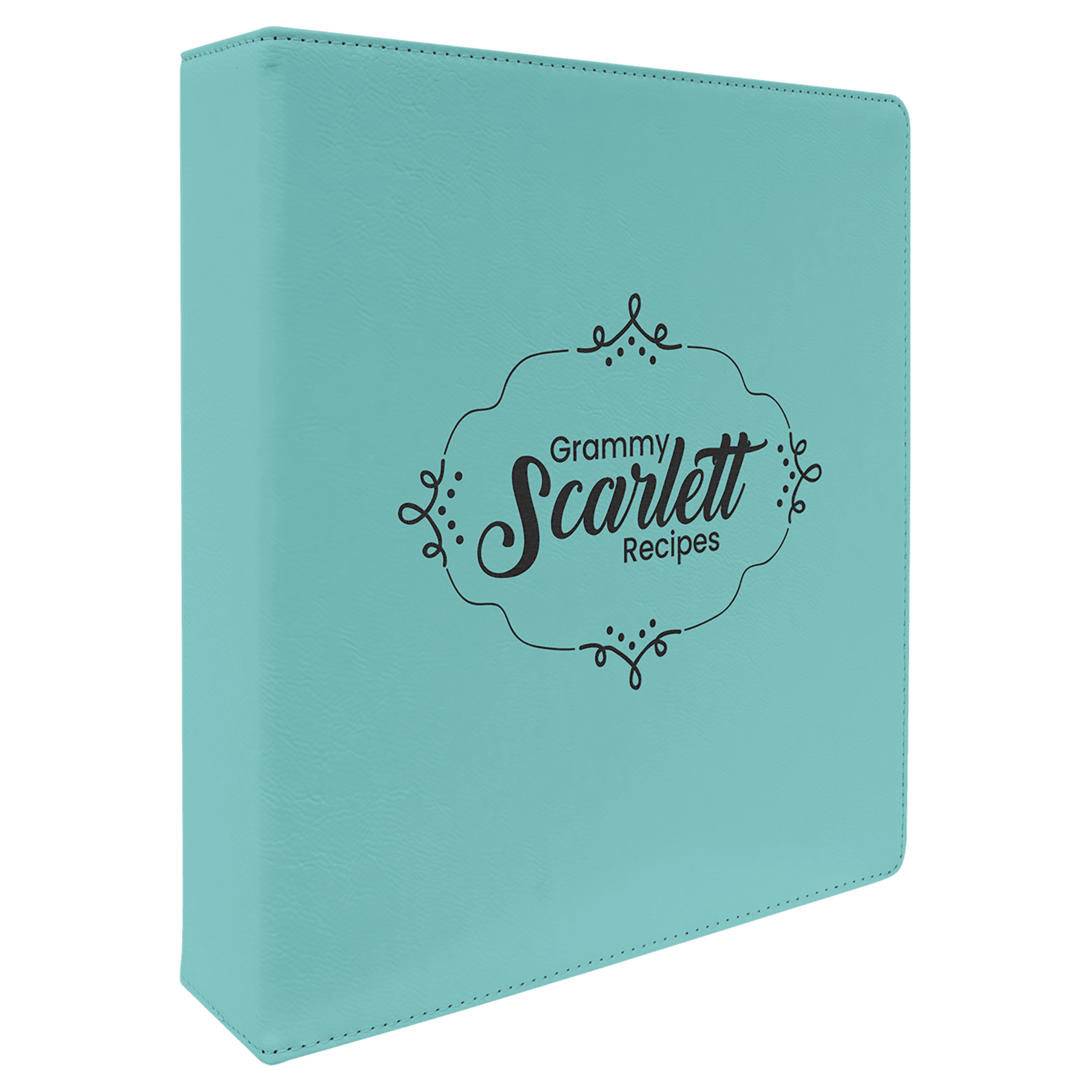 Teal 2 10 1/2" x 11 1/2" Laserable Leatherette 3 Ring Binder with 1" Slant D Rings