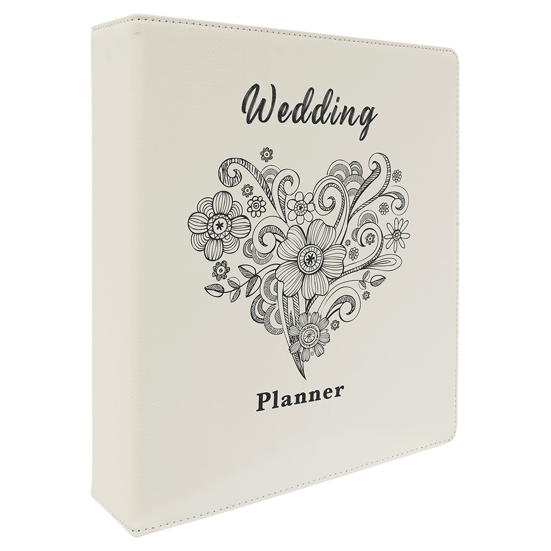 White/Black 10 1/2" x 11 1/2" Laserable Leatherette 3 Ring Binder with 1" Slant D Rings