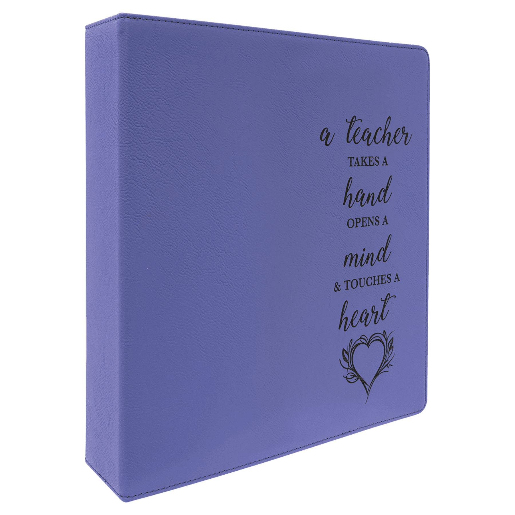 Purple/Black 2 10 1/2" x 11 1/2" Laserable Leatherette 3 Ring Binder with 1" Slant D Rings