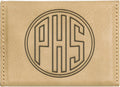 Light Brown 3 3/4" x 2 3/4" Laserable Leatherette Hard Business Card Holder