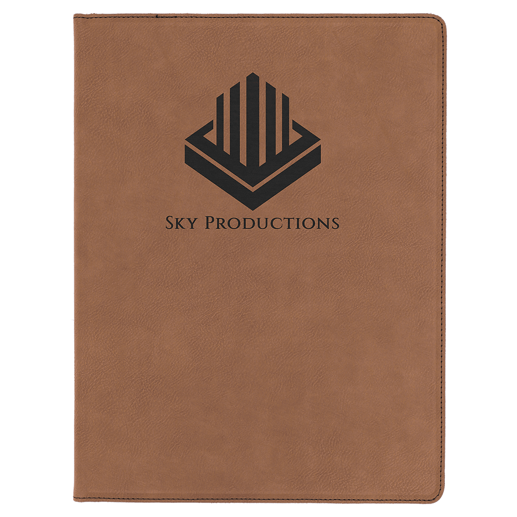 Dark Brown 9 1/2" x 12" Dark Brown Laserable Leatherette Portfolio with Notepad