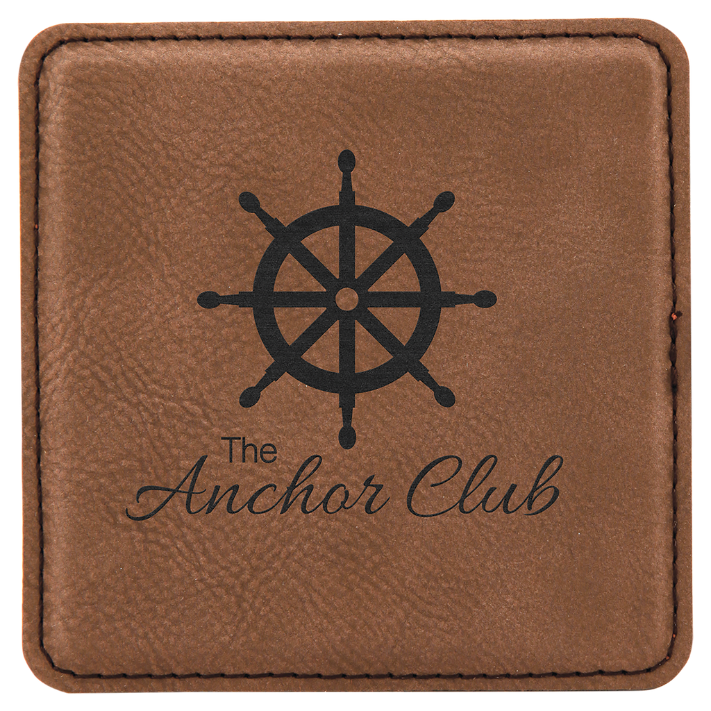 Dark Brown 4" x 4" Square Laserable Leatherette Coaster