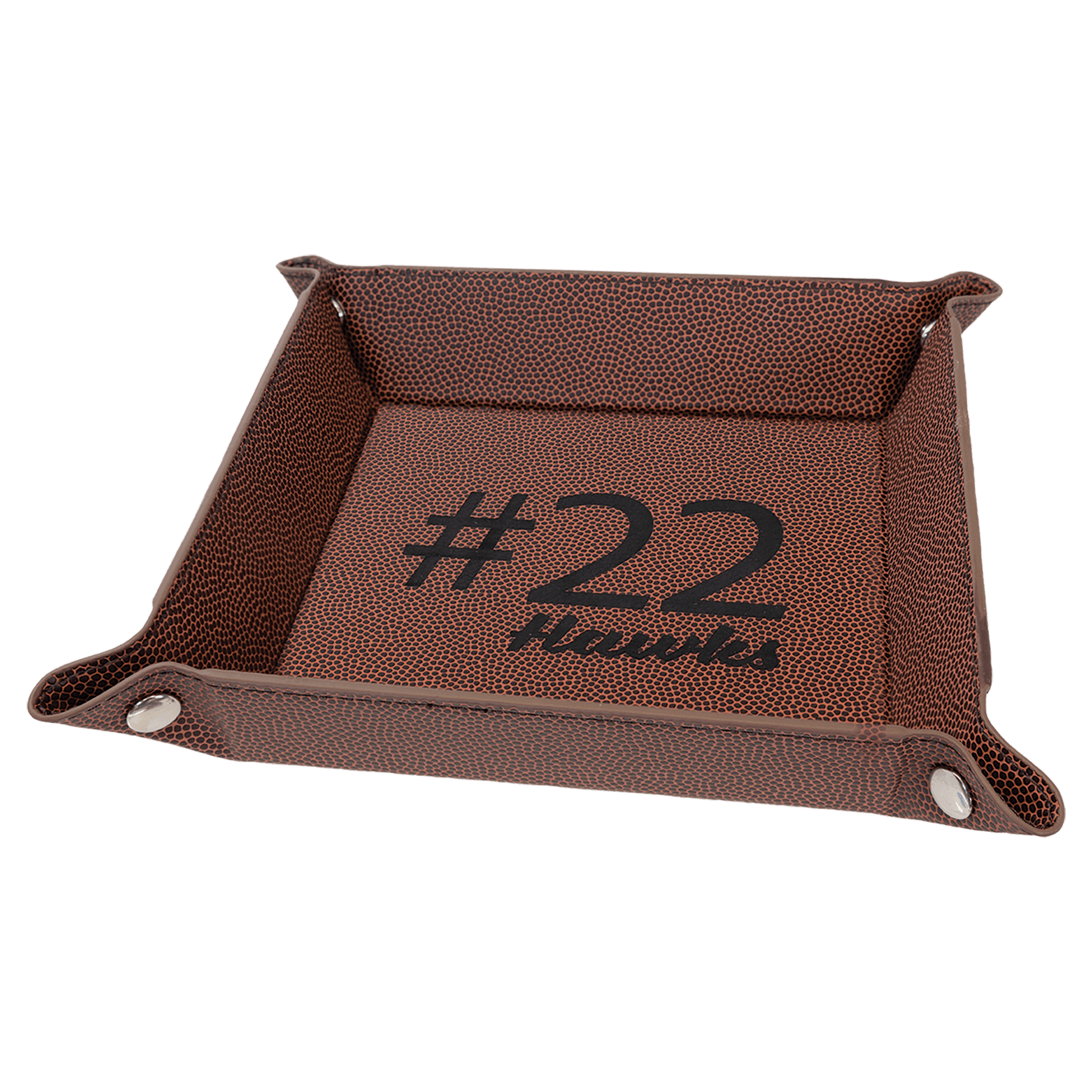 Football Laserable Leatherette Snap Up Tray with Silver 6" x 6" Snaps