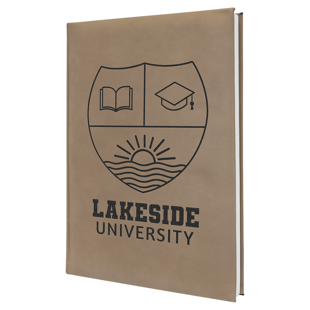 Light Brown 7" x 9 3/4" Laserable Leatherette Journal with Lined Notepad