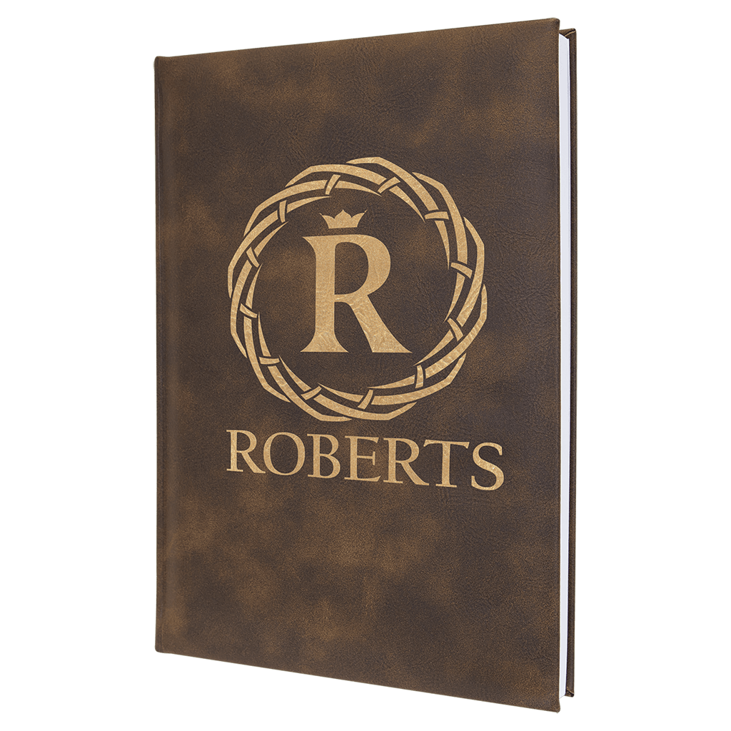 Rustic/Gold 7" x 9 3/4" Laserable Leatherette Journal with Lined Notepad