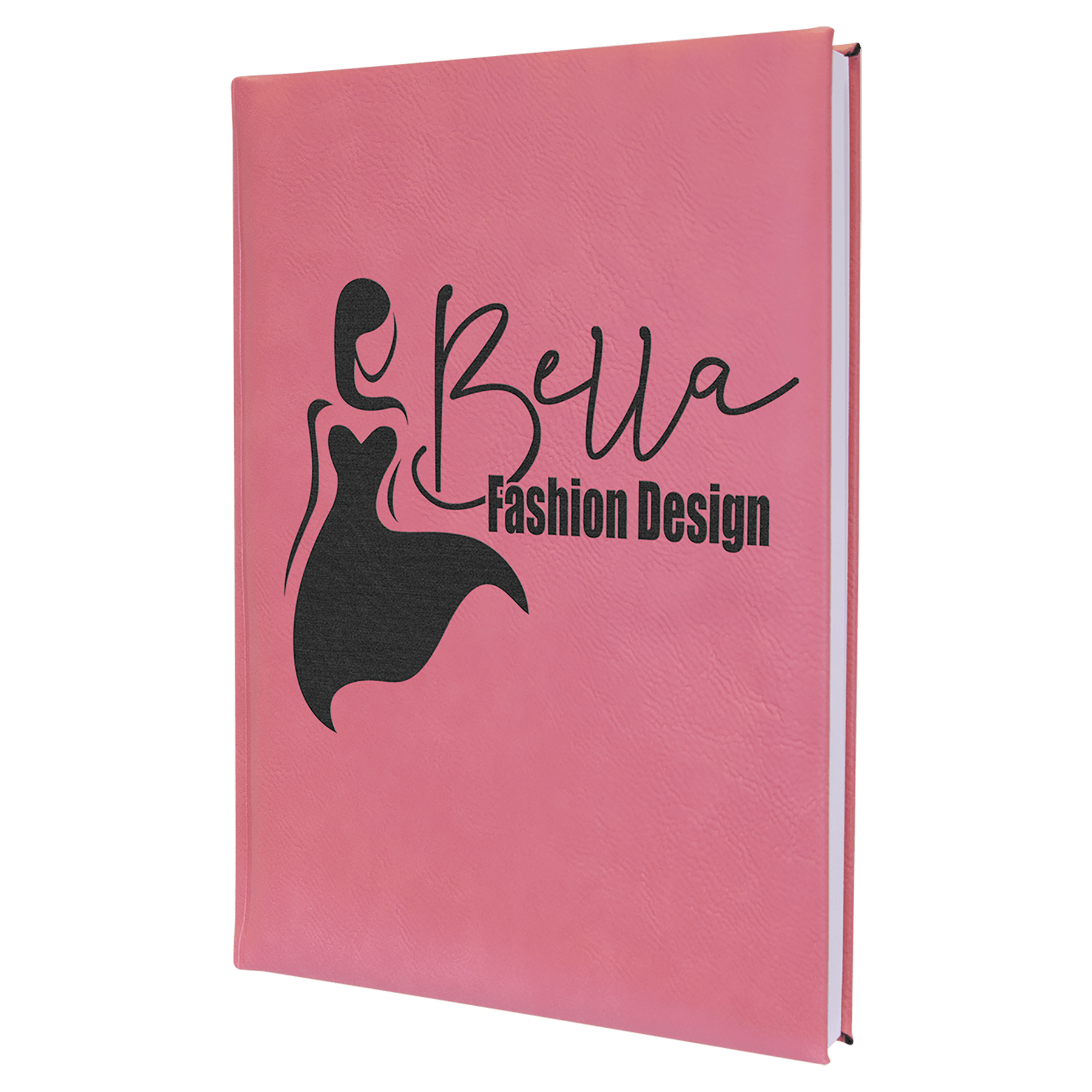 Pink 7" x 9 3/4" Laserable Leatherette Sketch Book with Unlined Notepad