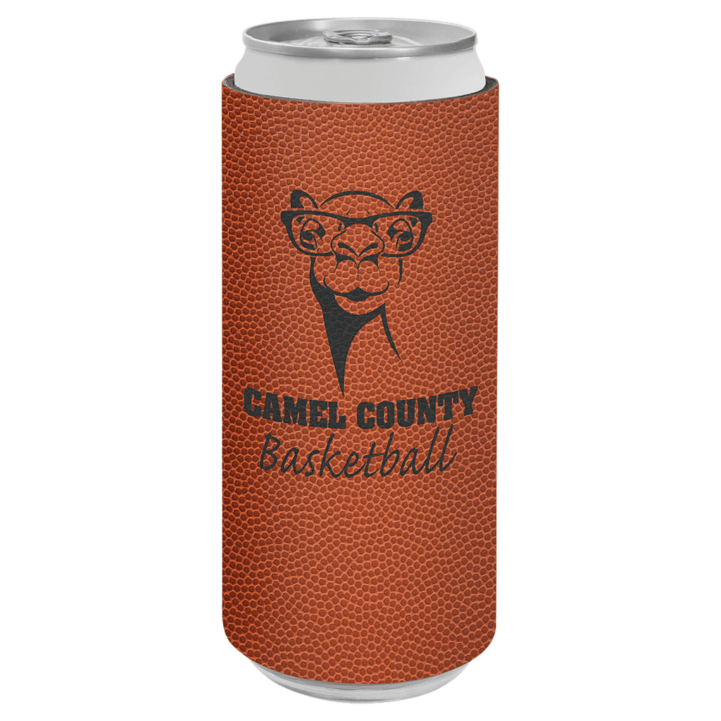 Basketball Laserable Leatherette Slim Beverage Holder