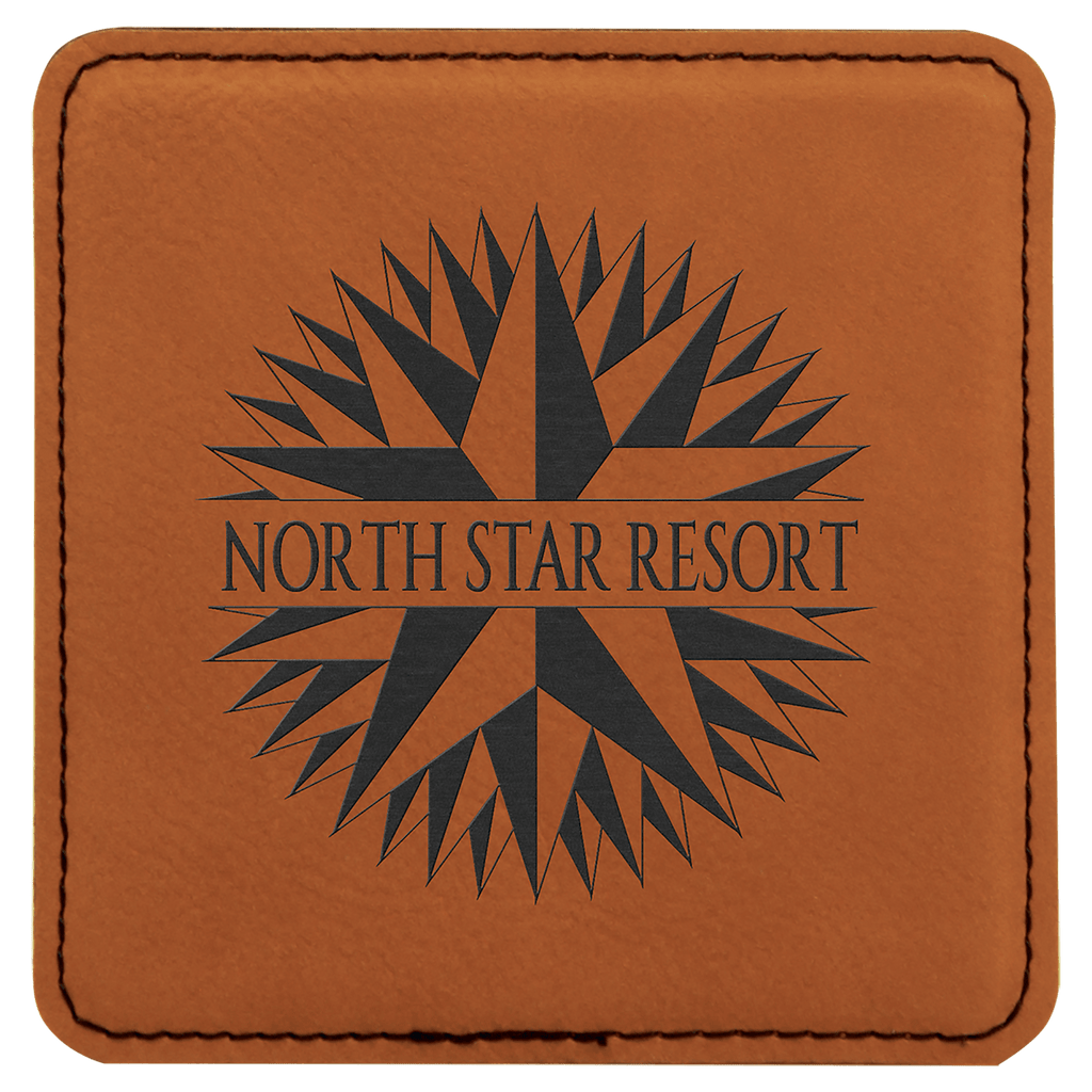 Rawhide 4" x 4" Square Laserable Leatherette Coaster