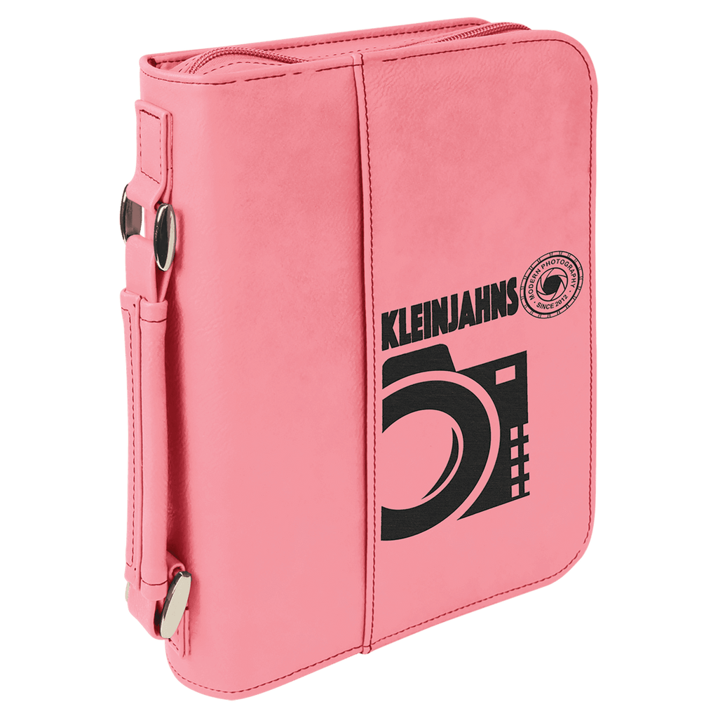 Pink 6 3/4" x 9 1/4" Leatherette Book/Bible Cover with Handle & Zipper