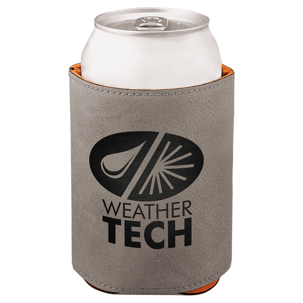Gray 3 3/4" Laserable Leatherette Beverage Holder
