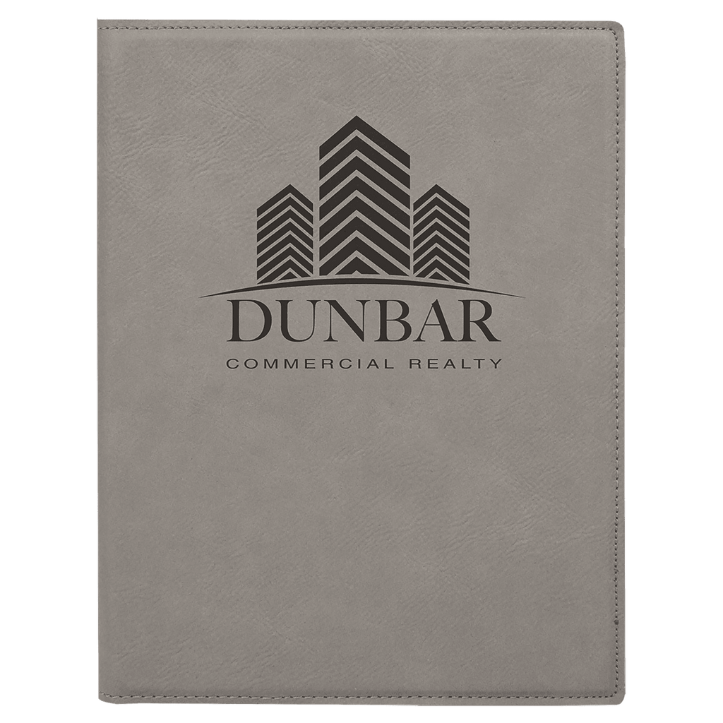 Gray 7" x 9" Laserable Leatherette Small Portfolio with Notepad
