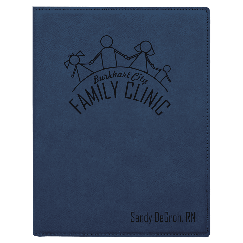 Blue/Black 7" x 9" Laserable Leatherette Small Portfolio with Notepad