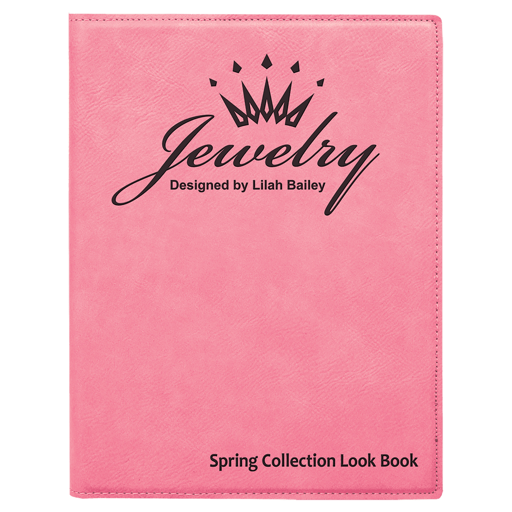 Pink 7" x 9" Laserable Leatherette Small Portfolio with Notepad