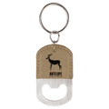 Light Brown Oval Laserable Leatherette Bottle Opener Keychain