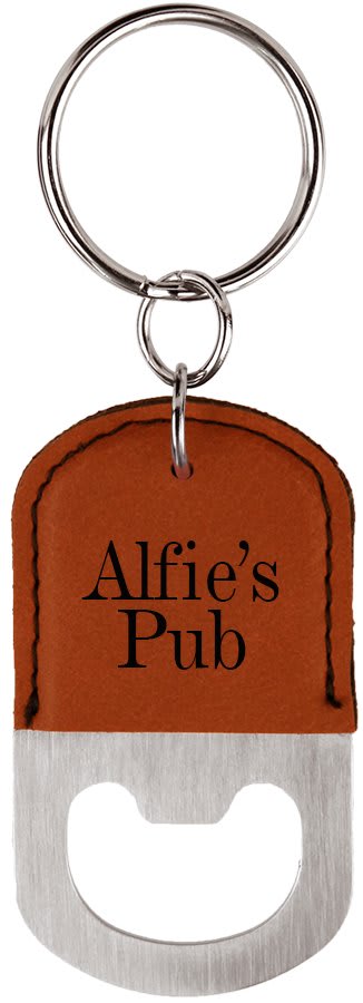 Rawhide Oval Laserable Leatherette Bottle Opener Keychain