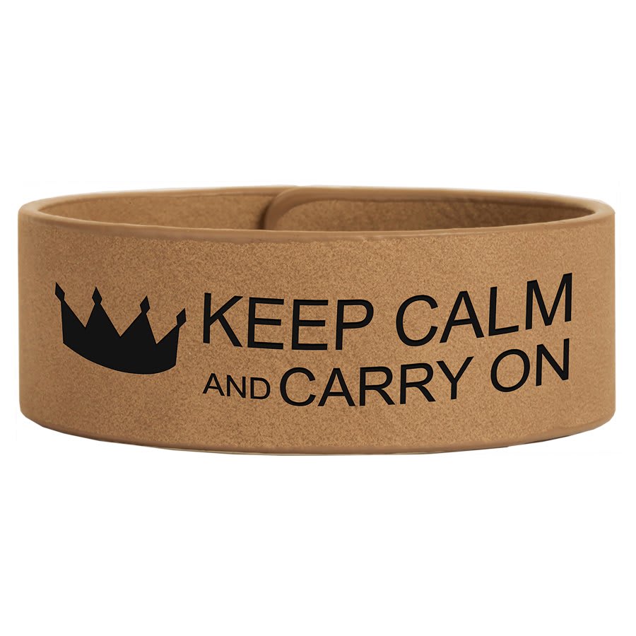 Light Brown 9 1/2" x 1" Laserable Leatherette Cuff Bracelet