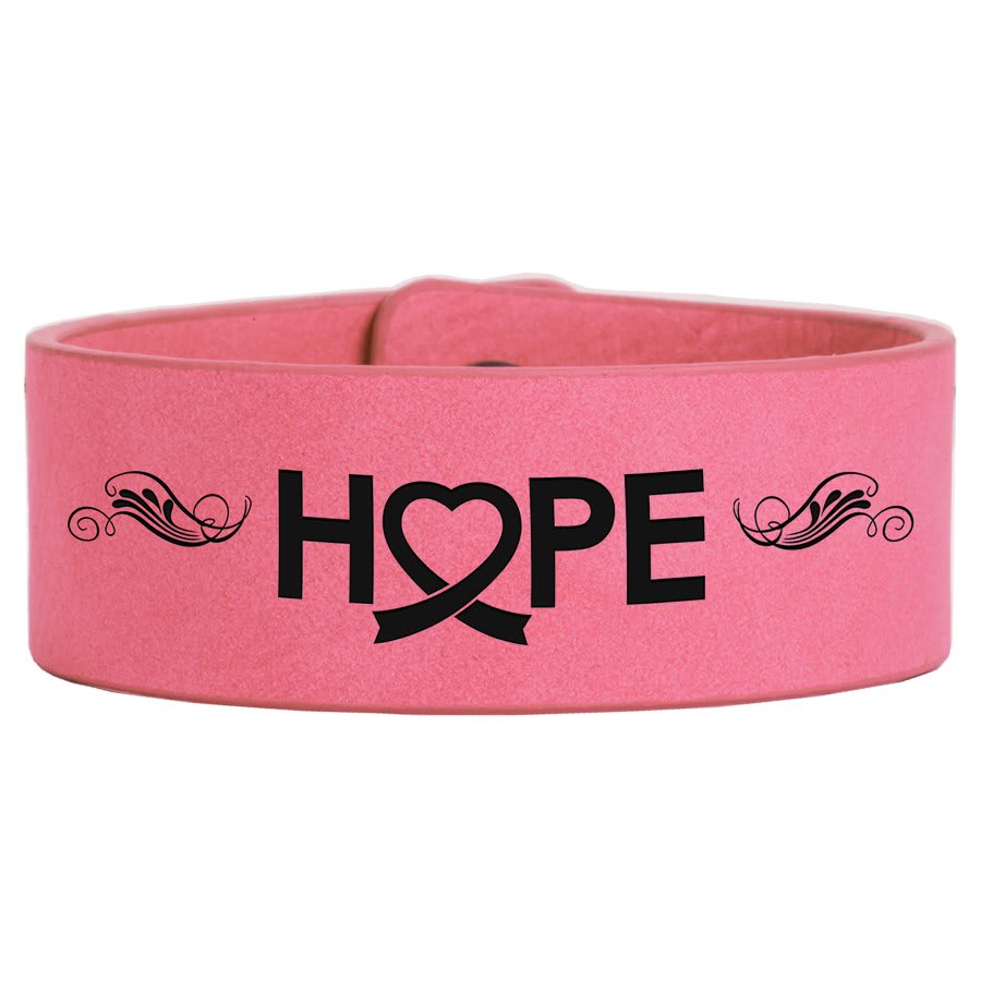 Pink 9 1/2" x 1" Laserable Leatherette Cuff Bracelet