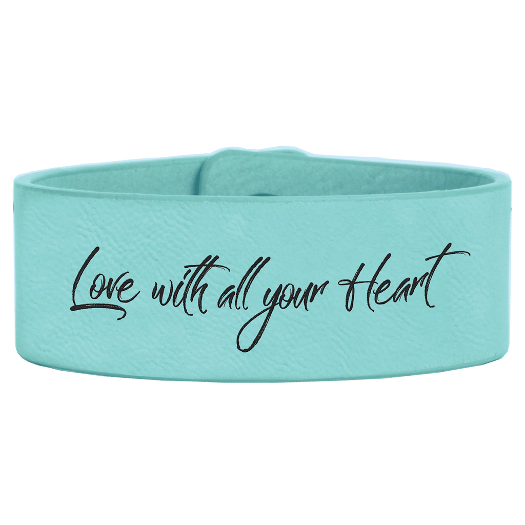 Teal 9 1/2" x 1" Laserable Leatherette Cuff Bracelet