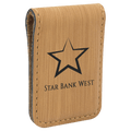 Bamboo 1 3/4" x 2 1/2" Laserable Leatherette Money Clip