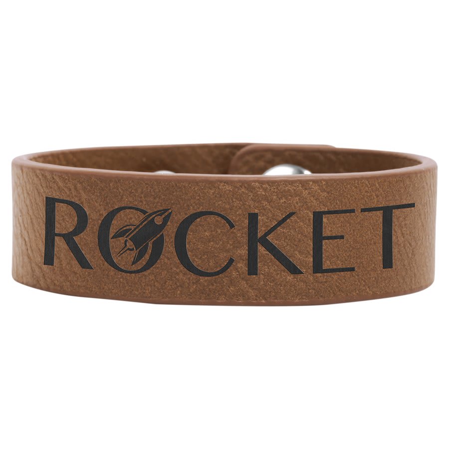 Dark Brown 8 1/2" x 3/4" Laserable Leatherette Youth Cuff Bracelet
