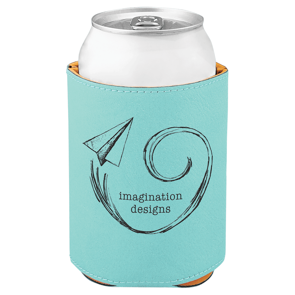 Teal 3 3/4" Laserable Leatherette Beverage Holder