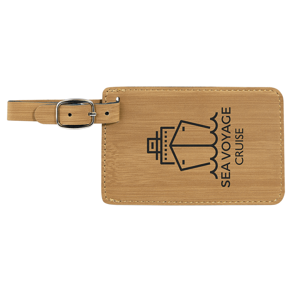 Bamboo 4 1/4" x 2 3/4" Laserable Leatherette Luggage Tag