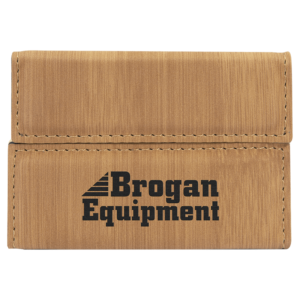 Bamboo 3 3/4" x 2 3/4" Laserable Leatherette Hard Business Card Holder
